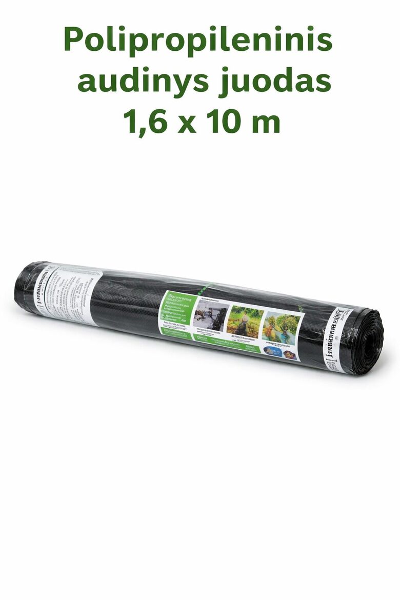 Polipropileninis audinys juodas 1,6 x 10 m.