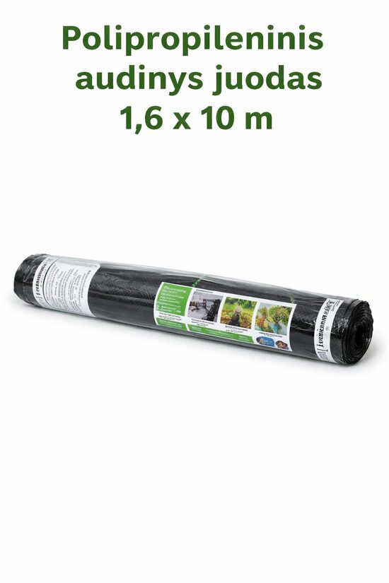 Polipropileninis audinys juodas 1,6 x 10 m.